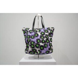 Prada Tessuto Stampato Tote Bag in Purple, Black & Green Floral Print